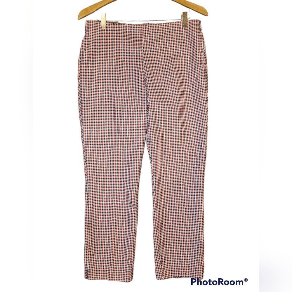 NWOT Crosby. Springfield Cropped Red Blue Gingham Pull on Pant 8 - Picture 4 of 12